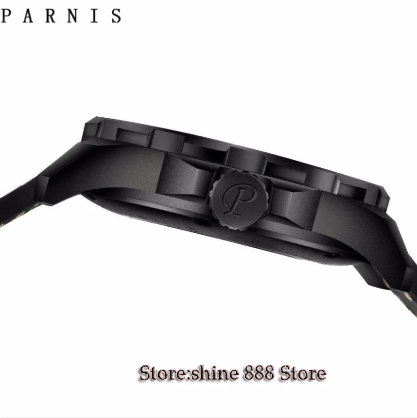 43 мм Parnis черный циферблат PVD сапфировое стекло 21 jewels miyato автоматические мужские часы