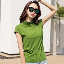 GIGOGOU 2XL 3XL летняя хлопковая футболка для женщин с коротким рукавом женская футболка водолазка облегающий топ футболки Camiseta Mujer