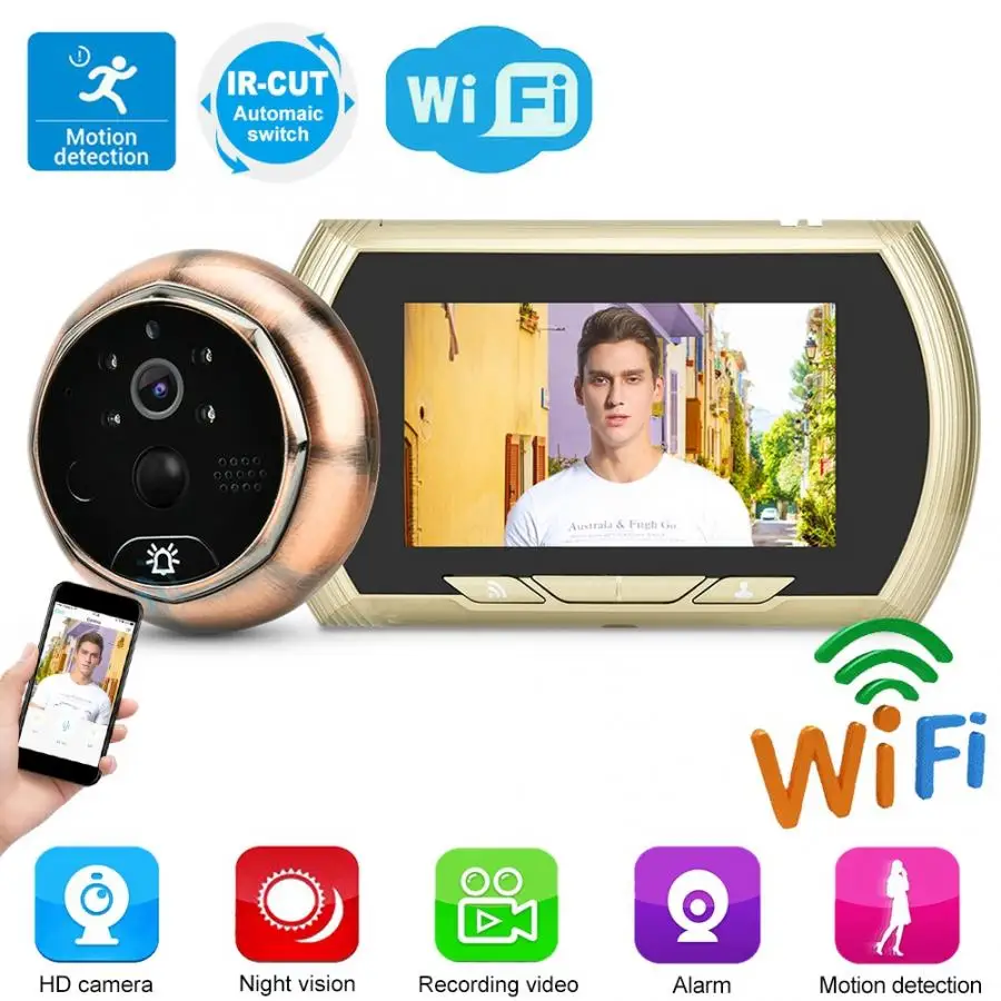 

4.3in WIFI Smart Motion Detection Doorbell Camera Electronic Cat Eye