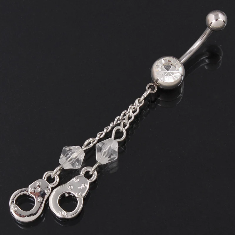 Hot Brand 14G Handcuffs Tassel Dangle Belly Button Rings 1.6mm Barbell