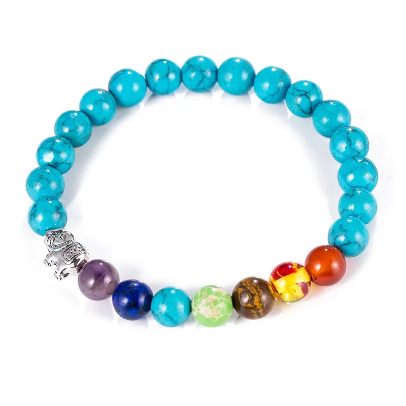 

Chakra 8mm White Abrasive Dumb Light Bead Bracelet Elephant Colorful Energy Yoga Hand Ornaments Expert