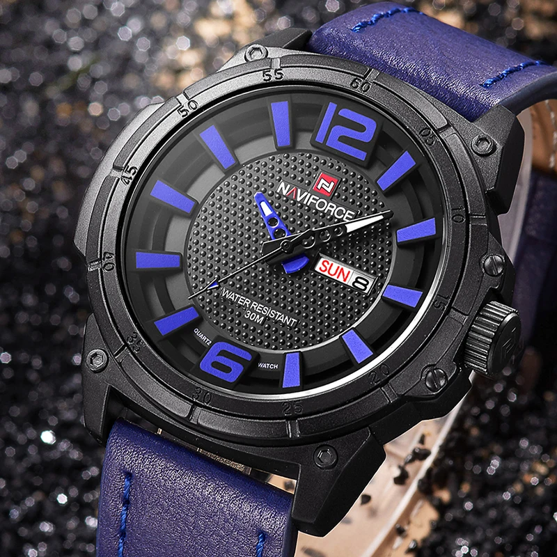 

NAVIFORCE 2018 Men's Luxury Watches Date Military Watch Men Quartz WristWatch Waterproof Sports Clock Men Fashion Leather Watch