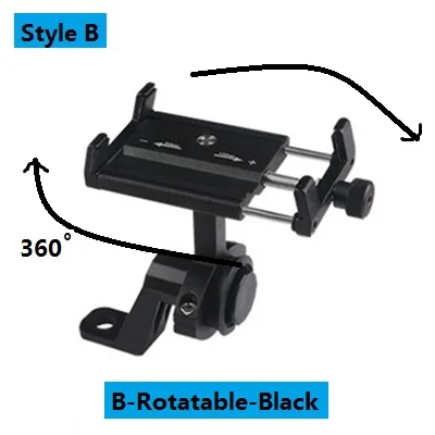 TOKOHANSUN держатель для телефона металлический велосипед универсальный держатель сотового телефона мотоцикл руль крепление ручка телефон Поддержка - Цвет: B-Rotatable-Black