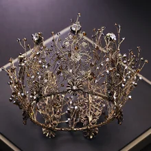 Невесты Ретро Черный Кристалл Корона королева Круглая Корона невесты Свадебные украшения Аксессуары для волос