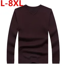 Большой размер 8XL 7XL 6XL 5XL, зимний мужской джемпер, чистый кашемир, вязаный свитер с v-образным вырезом, длинный рукав, теплые пуловеры, мужские Новые свитера