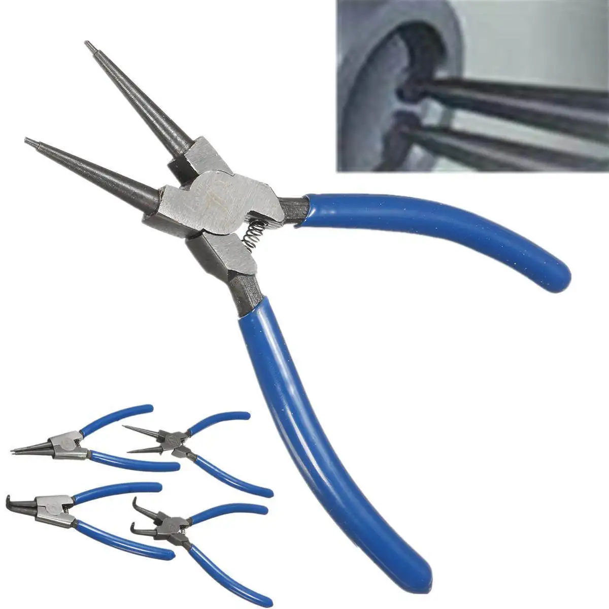 Mayitr 4pcs Circlip Plier Set 6inch Internal External Straight Curved