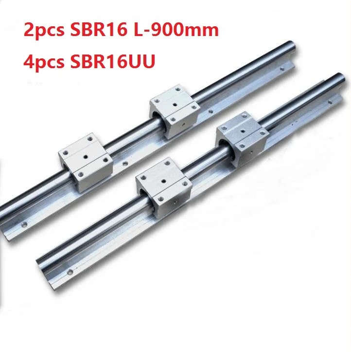 2 шт. SBR16 L 900mm рельсовая линейная направляющая + 4 SBR16UU блоки линейных подшипников