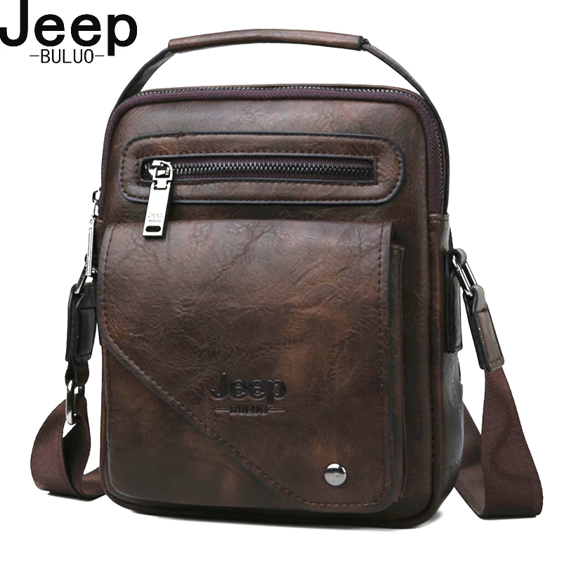 Price JEEP BULUO Split Leather Crossbody Tote Men Bag Famous Designer Men Shoulder Messenger Bags Men Fashion Business High Quality