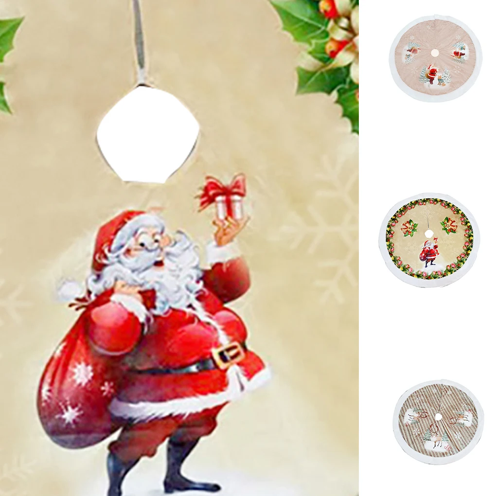 

98cm Merry Christmas Tree Skirt Xmas Holiday Santa Reindeer Decoration Ornament Home Party Tree Mat Apron