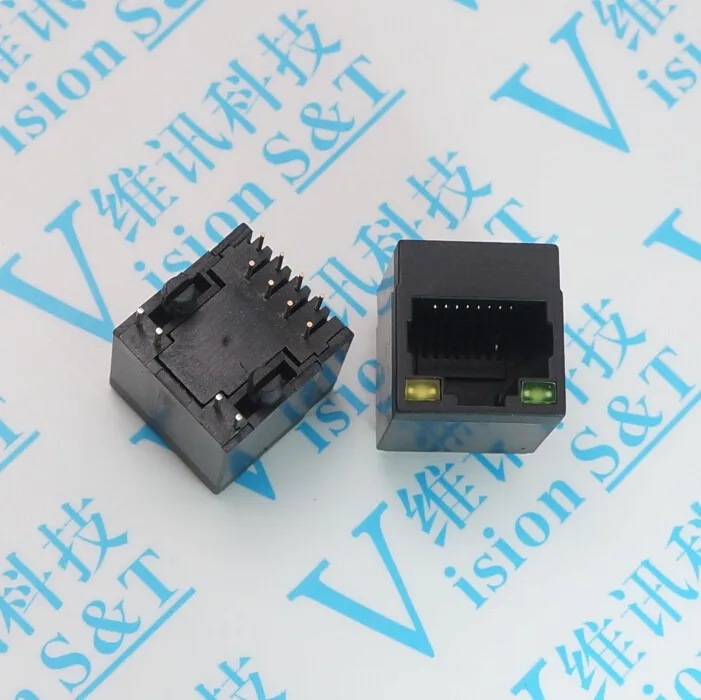 5 шт./лот RJ45 5224 пластик со светом 8P8C Сетевая розетка Вертикальная 180 градусов