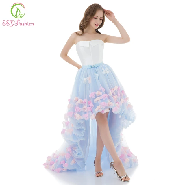 Light Blue Strapless Evening Dress
