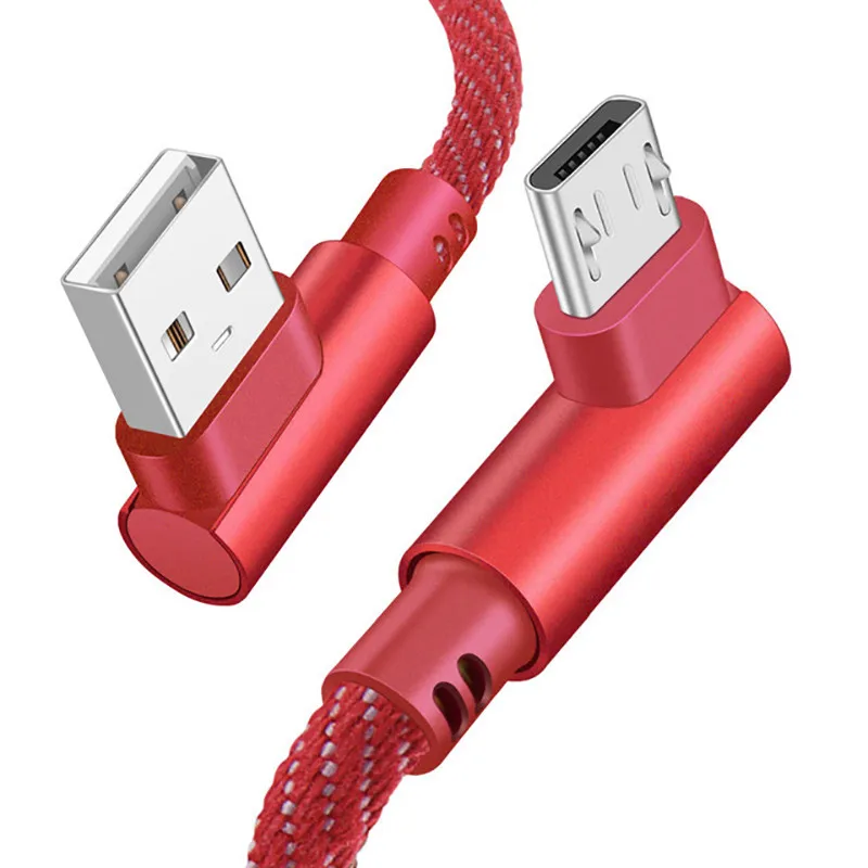Кабель Micro USB для быстрой зарядки шнур 90 градусов под прямым углом нейлоновый