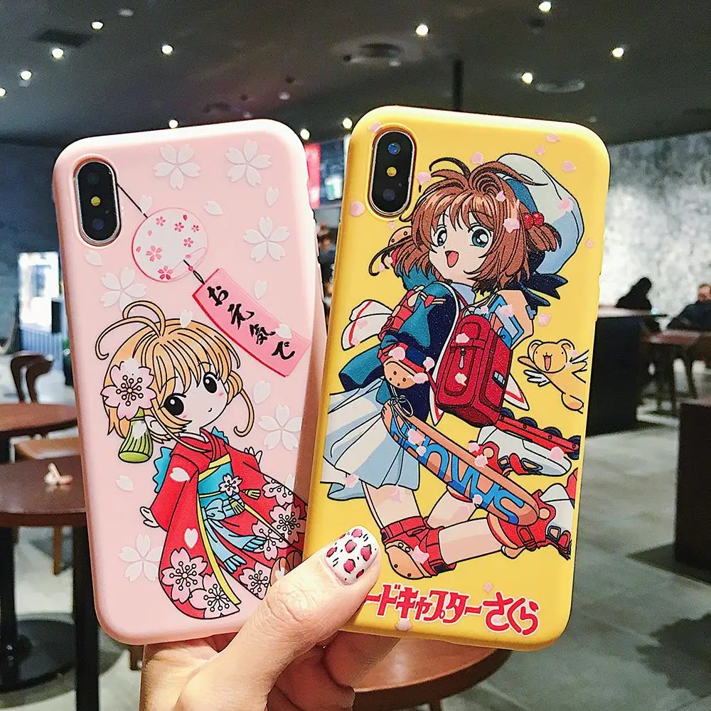 

Phone Case For iphone 7 8 6s 6 plus Soft TPU Back Cover For iPhone X XR XS Max Cardcaptor Sakura Pattern fundas