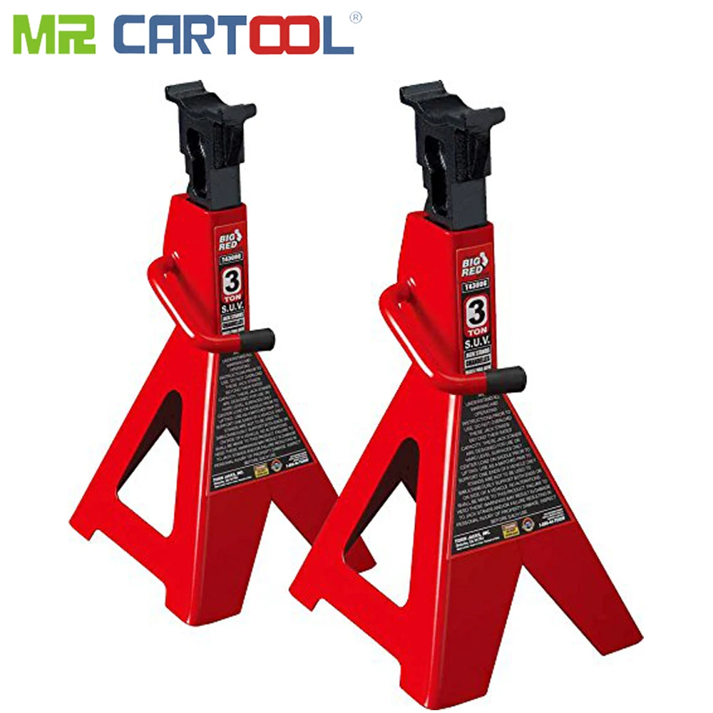 

MR CARTOOL 2 Pcs 3 T Car Jacks 3 Ton Capacity Big Red Steel Jack for Car SUV Lift Safety Bracket