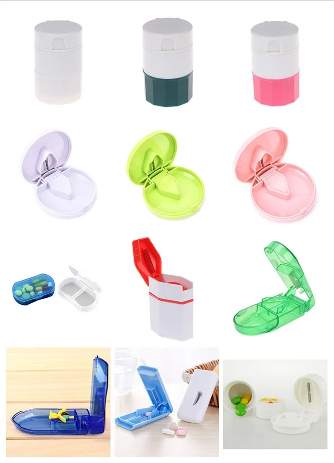 

Weekly Pill Cutter Box Medicine Pill Holder Portable Tablet Cutter Splitter Pill Cutter Box Convenient Drug Box