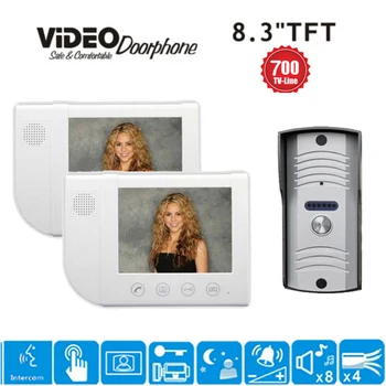

ZHUDELE Top Quality 8.3" video door phone home security intercom system doorbell 700 TVL HD camera waterproof cover 1V2