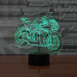 Светодиодный 7 цветов USB Новинка 3D визуальный мотоциклетные ночник для детей сенсорная кнопка настольная лампа для сна домой светильник