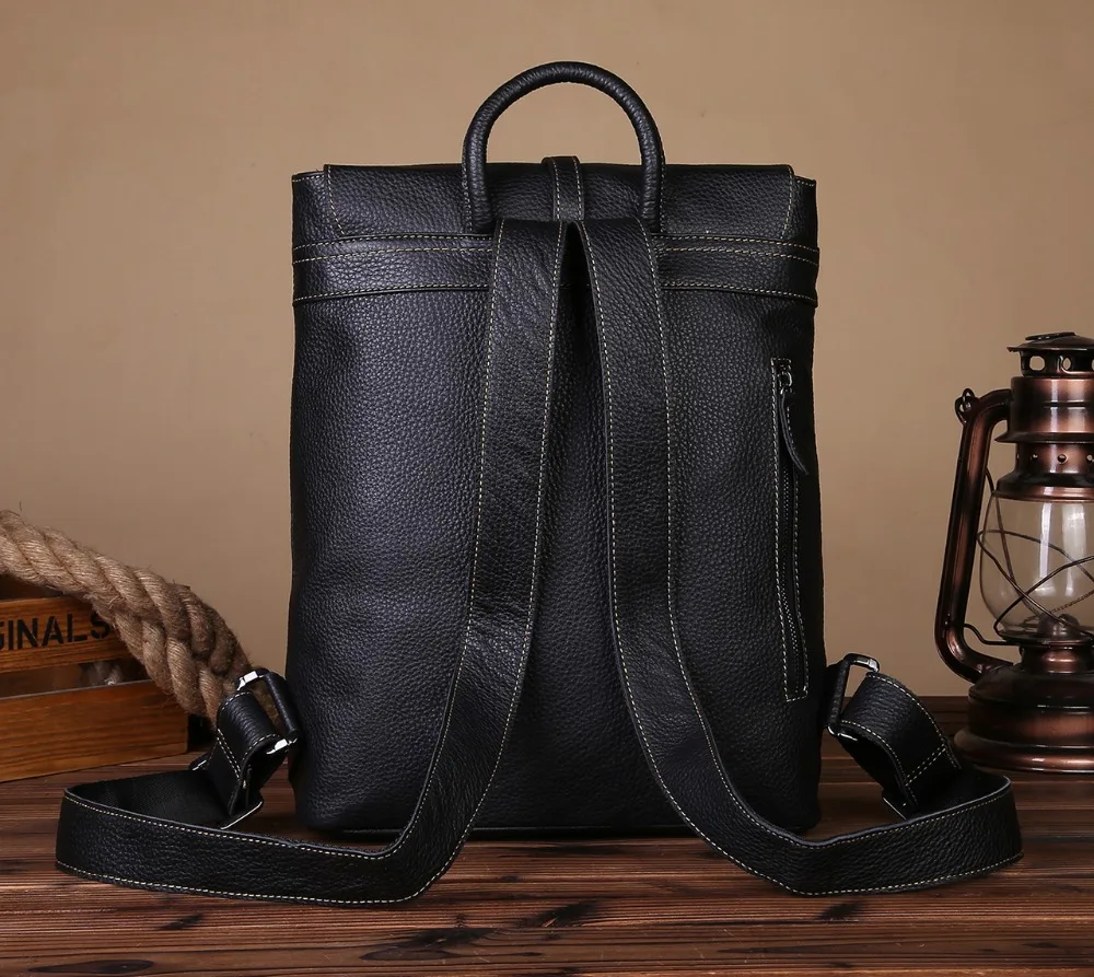 Мужской высококачественный рюкзак из натуральной кожи для ноутбука, рюкзак из коровьей кожи, прочная кожаная школьная сумка с А4, деловая сумка на плечо