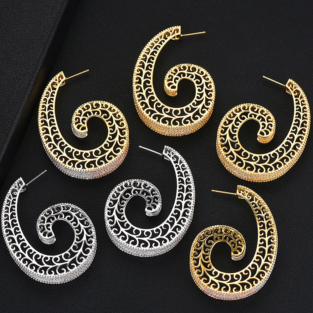 

GODKI Luxury Conch Snails Cubic Zircon Statement Big Hoop Earrings For Women Wedding DUBAI Bridal Round Circle Hoop Earring 2019