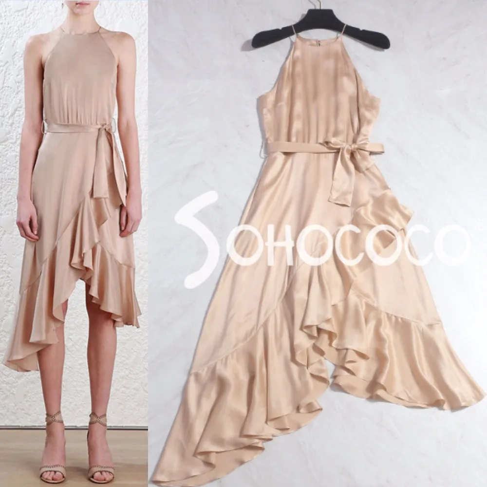 silky nude spaghetti strap dress