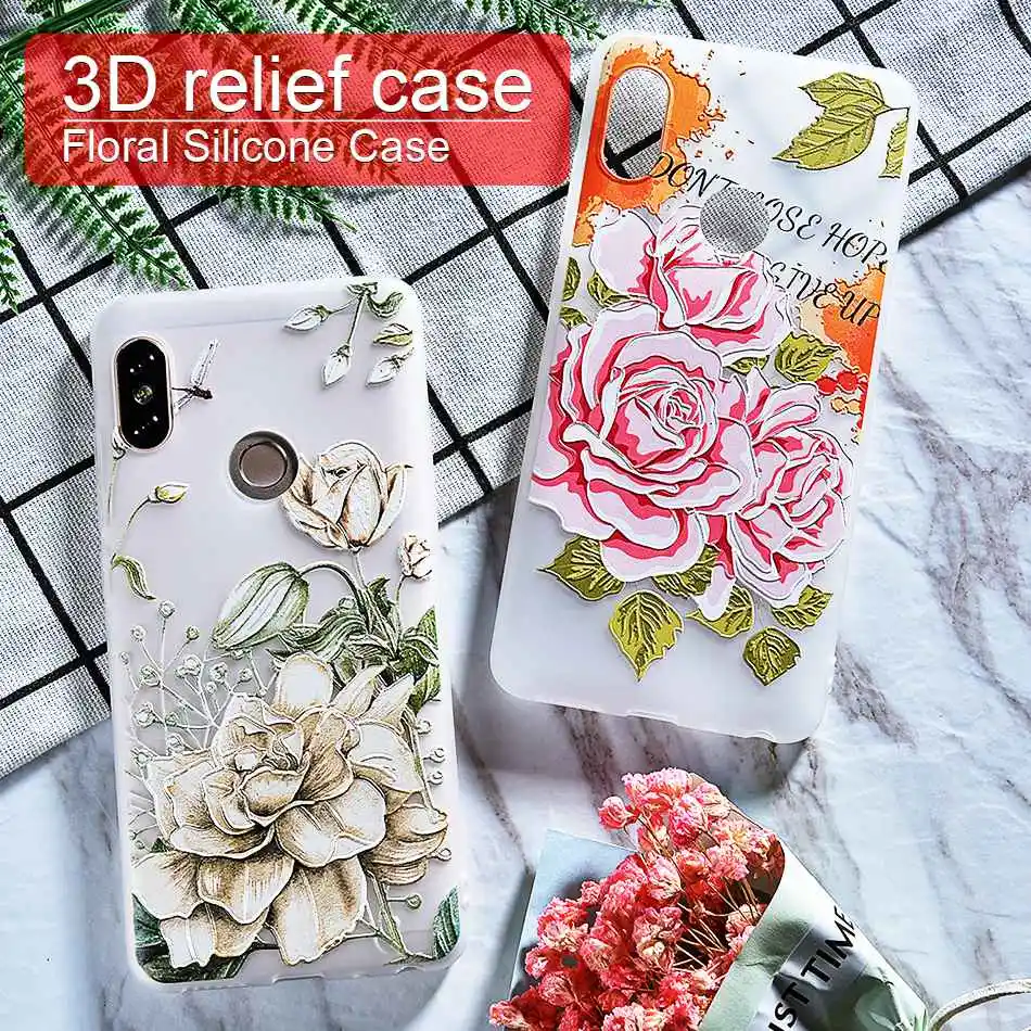 3D Relief Flower Case For Xiaomi Pocophone F1 Case For Xiaomi Redmi Note 5 5 Pro 5 Plus 5A 4A 5 4X Note 4 4X Silicone Case Coque (1)