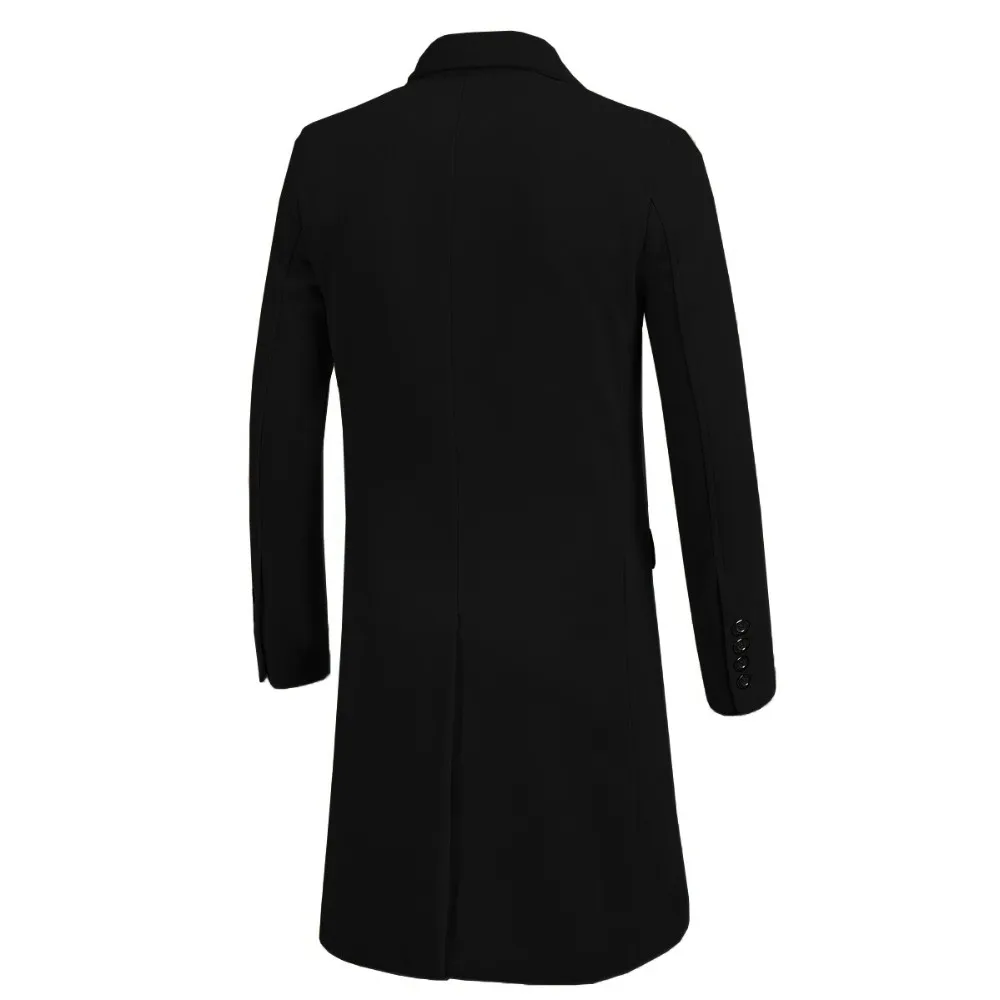 AILOOGE модный длинный мужской Тренч, однобортное зимнее пальто, повседневное однотонное мужское длинное шерстяное пальто, черное/верблюжье Мужское пальто
