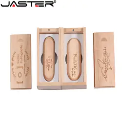 JASTER акции деревянный USB + push box USB флэш-накопитель 32 ГБ/16 ГБ/8 ГБ/4 ГБ клен дерево логотип скульптура для свадебного подарка