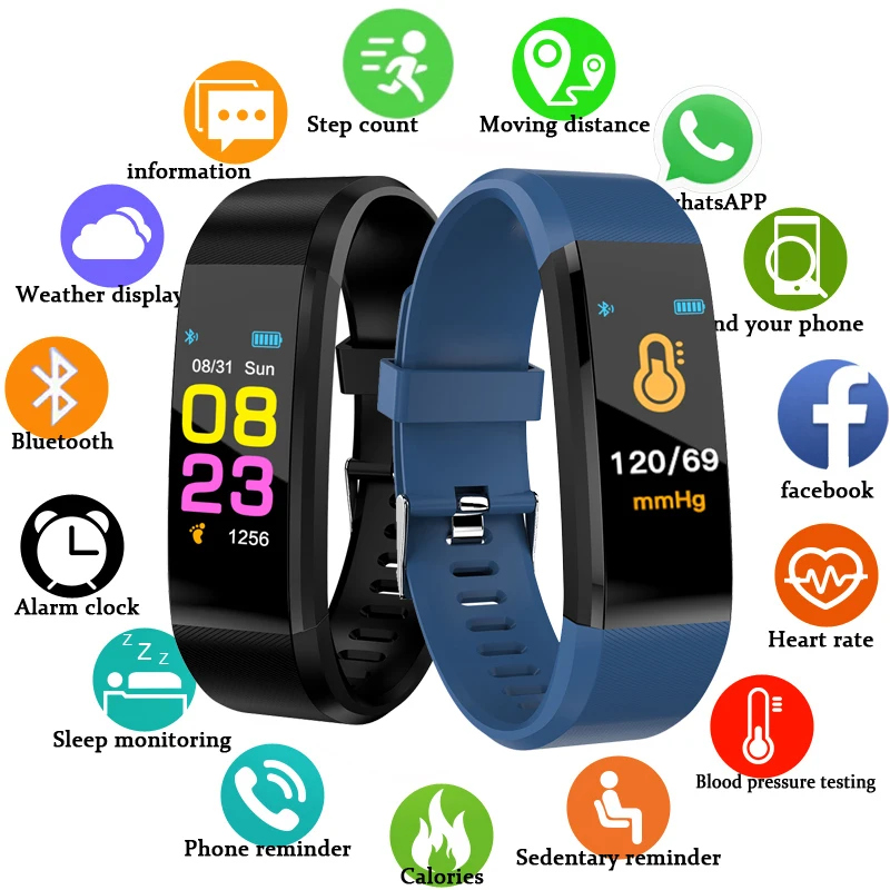 Smart Bracelet Heart Rate Blood Pressure Monitor Smart Watch Fitness Tracker Watches Sport Wristband Smart Band PK mi Band 3