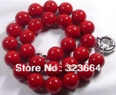 

Hot Sell! 18mm Red Coral Gems Round Bead Necklace 18"