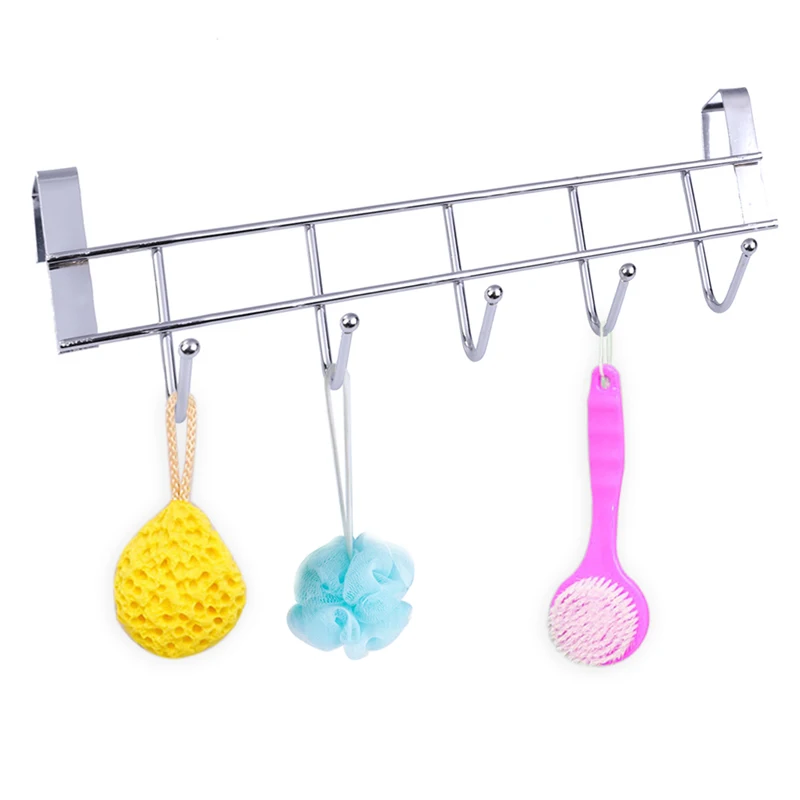 5-Hook stainsteel الحمام haning منظم منظم شماعات السنانير على الباب شنقا رف المطبخ حامل 25*9 سنتيمتر 5-Hook stainsteel الحمام haning منظم منظم شماعات السنانير على الباب شنقا رف المطبخ حامل 25*9 سنتيمتر