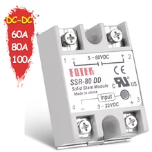 Módulo de estado sólido sinótico, corrente DC-DC monofásico ssr 60a 80a 100a 3-32v 5v 12 carga dc v dc para 5-60v sem cobertura