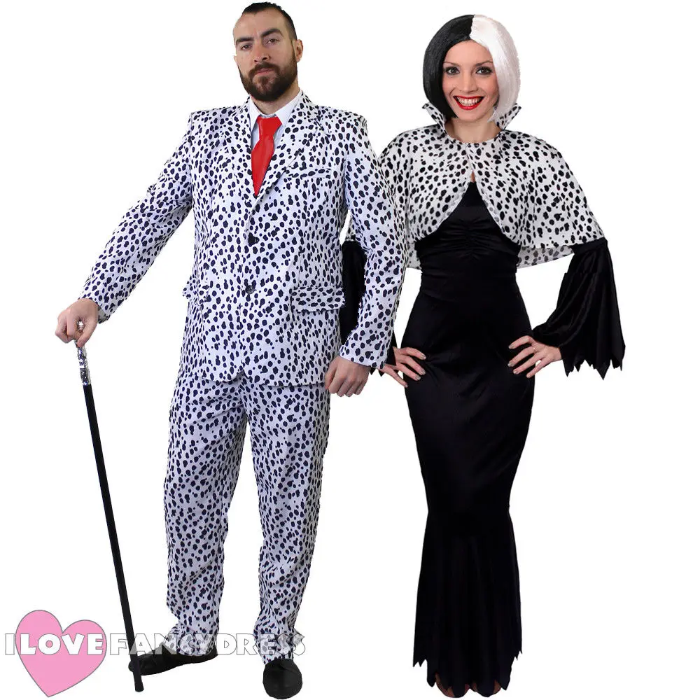 Adult Ladies Evil Madame Dalmatians Cruella Villian Fancy Dress Book Costume 101