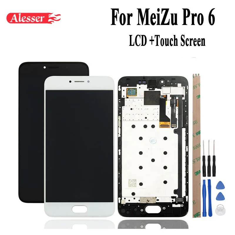 

Alesser For MeiZu pro 6 LCD Display and Touch Screen With Frame Assembly Repair Parts 5.2'' Replacement Phone Accessory+Tools