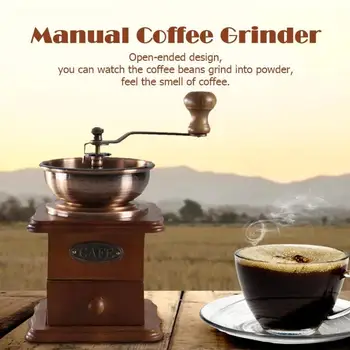 

Classical Wooden Manual Coffee Grinder Hand Stainless Steel Retro Coffee Spice Mini Burr Mill With High-quality Ceramic Millston