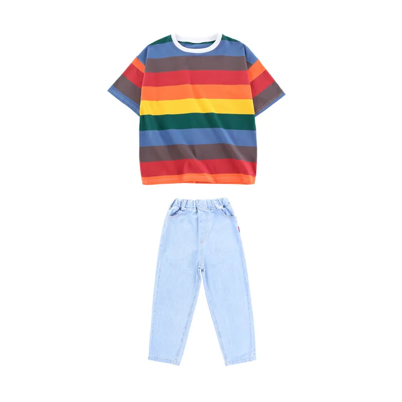 Детский комплект 5 6 8 лет для мальчиков лето футболка в стиле хип-хоп детские танцевальные костюмы street Танцы Одежда для маленьких мальчиков летняя одежда - Цвет: Set 1