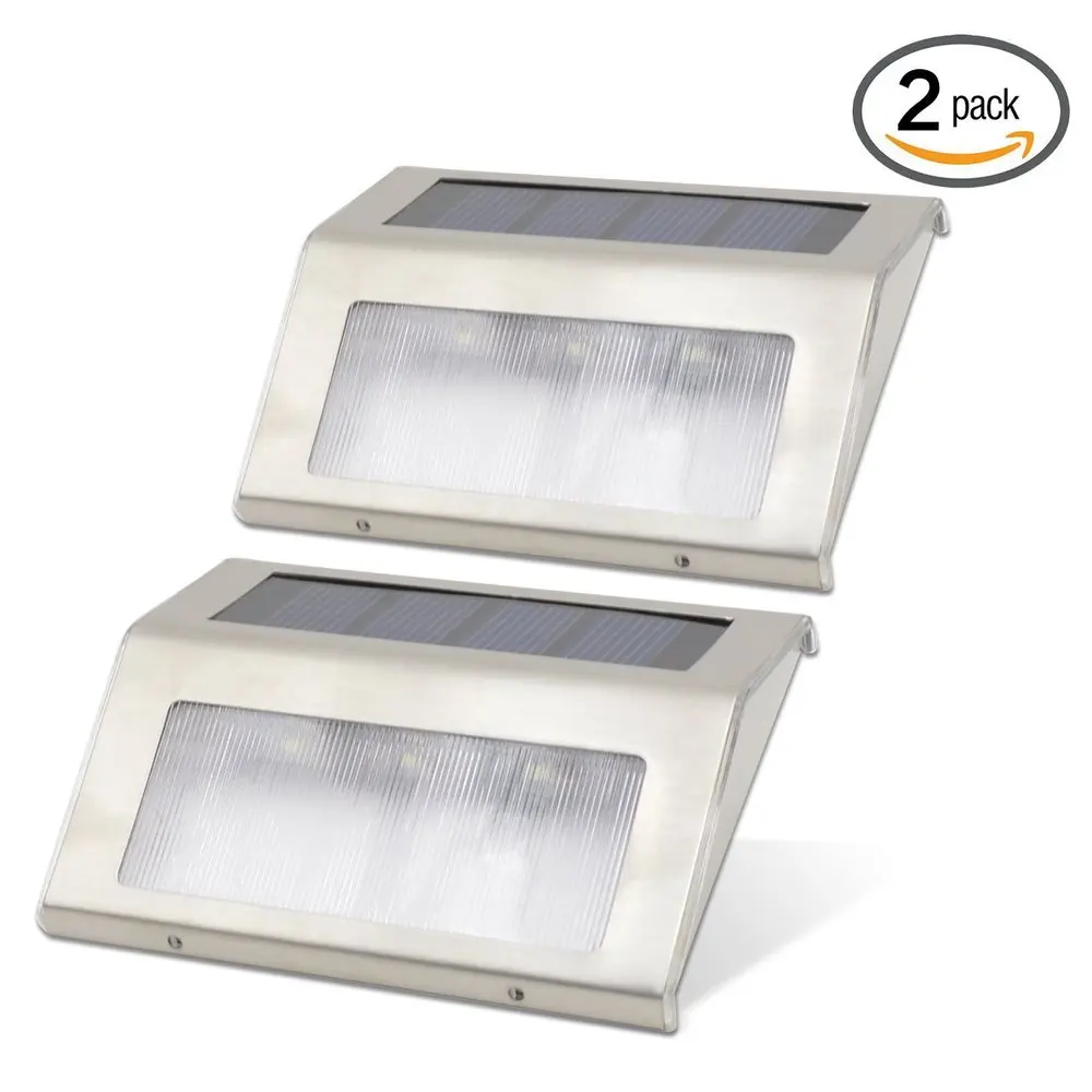 

2 LED Outdoor Light Control Solar Powered Step Stairs Light, Safe and waterproof 2 Pack