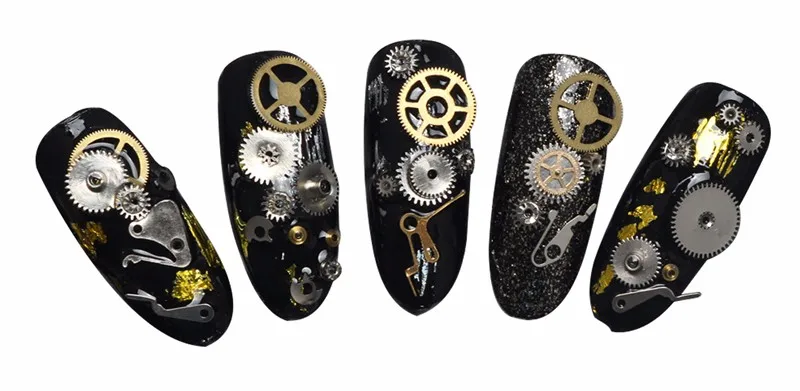 YZWLE 1 упаковка Ретро золотые часы шестерни шпильки 3D DIY Дизайн ногтей украшения для маникюра салон