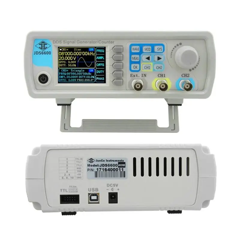 

JDS6600 Series MAX 60MHz Digital Control Dual-channel DDS Function Signal Generator Arbitrary Sine Waveform Frequency Meter