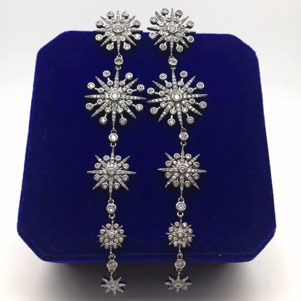 

Celebrity Gun Black Long 5PCS Star Pendant Drop Earrings For Women Brincos Party Jewelry