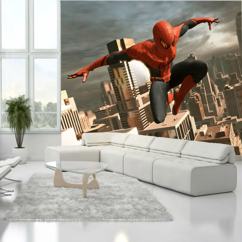 Человек-паук настенные фрески супергерой фото обои на заказ 3D обои мальчик комната Декор стены Искусство ребенок спальня диван фон стены