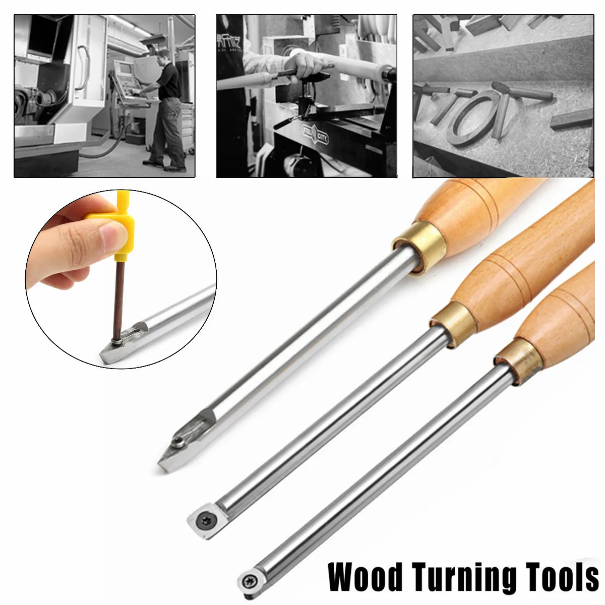 

Diamond Round Or Square Carbide Tipped Wood Turning Tools With Insert Straight Set Woodworking Tool