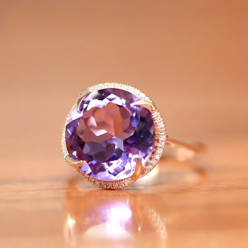 Женское кольцо с круглым аквамариновым камнем Bague Ringen ювелирное изделие из