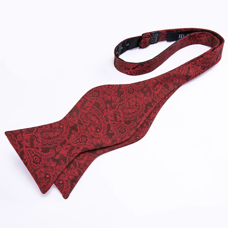 LH-2030 Hi-Tie Классический мужской свадебный галстук-бабочка самостоятельно галстук-бабочка набор Пейсли Цветочный Красный Бабочка Карманный платок запонки набор