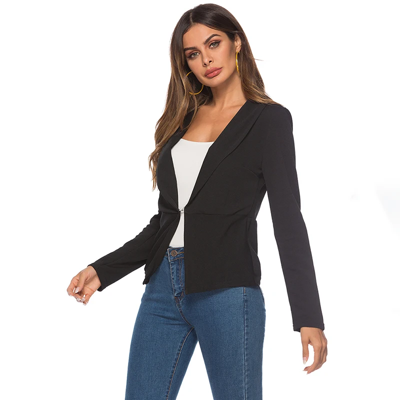 2019 весенне-осенний приталенный женский официальные пиджаки Офисная Рабочая открытая передняя зубчатая Женская Блейзер Пальто