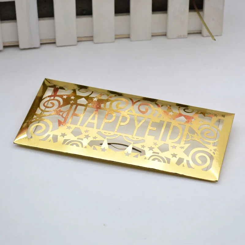 Золотые металлические конверты для денег Happy Eid laser cut|Подарочные сумки и упаковка|