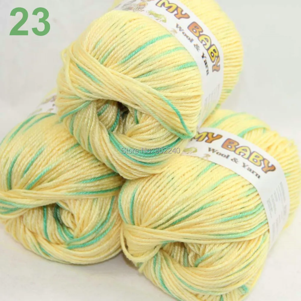 

LOT of 3 Skeins x 50gr DK Silk wool cashmere BABY Hand Knitting Yarn Yellow Green 23