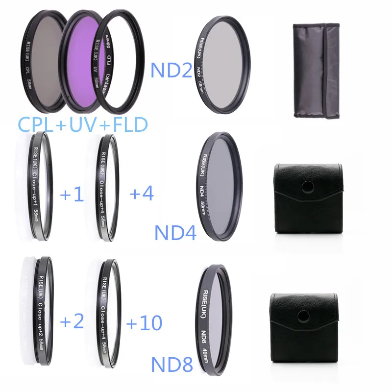 

49 52 55 58 62 67 72 77 MM Macro Close-up Filter +1+2+4+10 Set&UV CPL FLD&ND2 4 8 Lens Filter for Canon Sony Camera