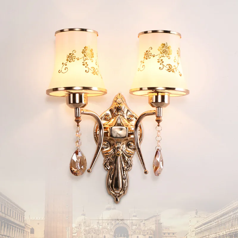 Modern Bedroom Wall lamp Pull chain switch crystal wall lamp lights