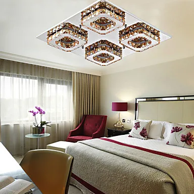 

Flush Mount Modern LED Crystal Ceiling Lamp With 4 Lights For Bedroom Living Room Light Home Lighting Lustre De Sala