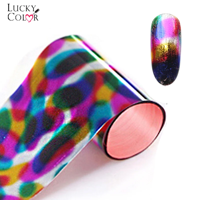 

1 Pcs Nail Art Foils Beauty Transfer Tips Glue Sticker Leopard Colorful Egg Shinning Sand Shape Craft DIY Decorations 5 Metre